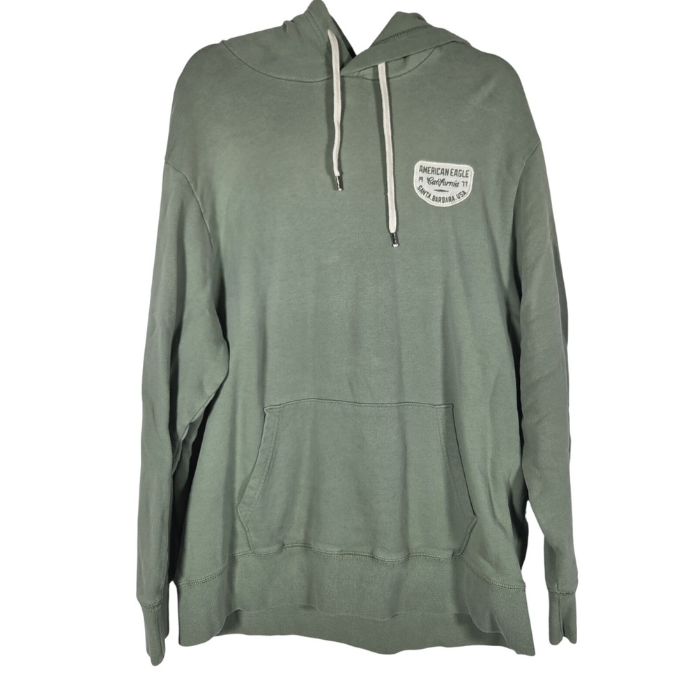 American Eagle Hoodie Mens XL Green Graphic Pullover Santa Barbara California
